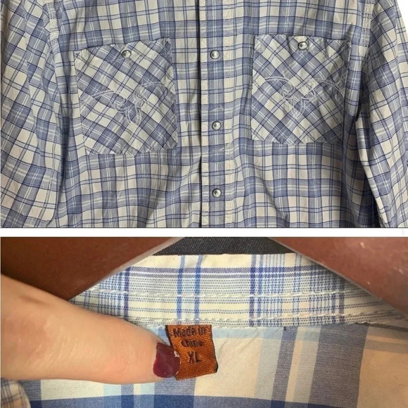 Rock Revival Men’s Plaid Western Pearl Snap Shirt Size XL - Picture 6 of 9